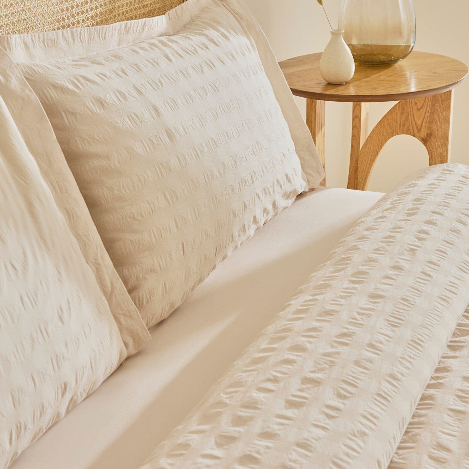 Karaca Home Perla Gofre %100 Cotton Double Duvet Cover Set Beige - MALLTURK