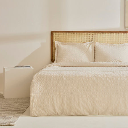 Karaca Home Perla Gofre %100 Cotton Double Duvet Cover Set Beige - MALLTURK