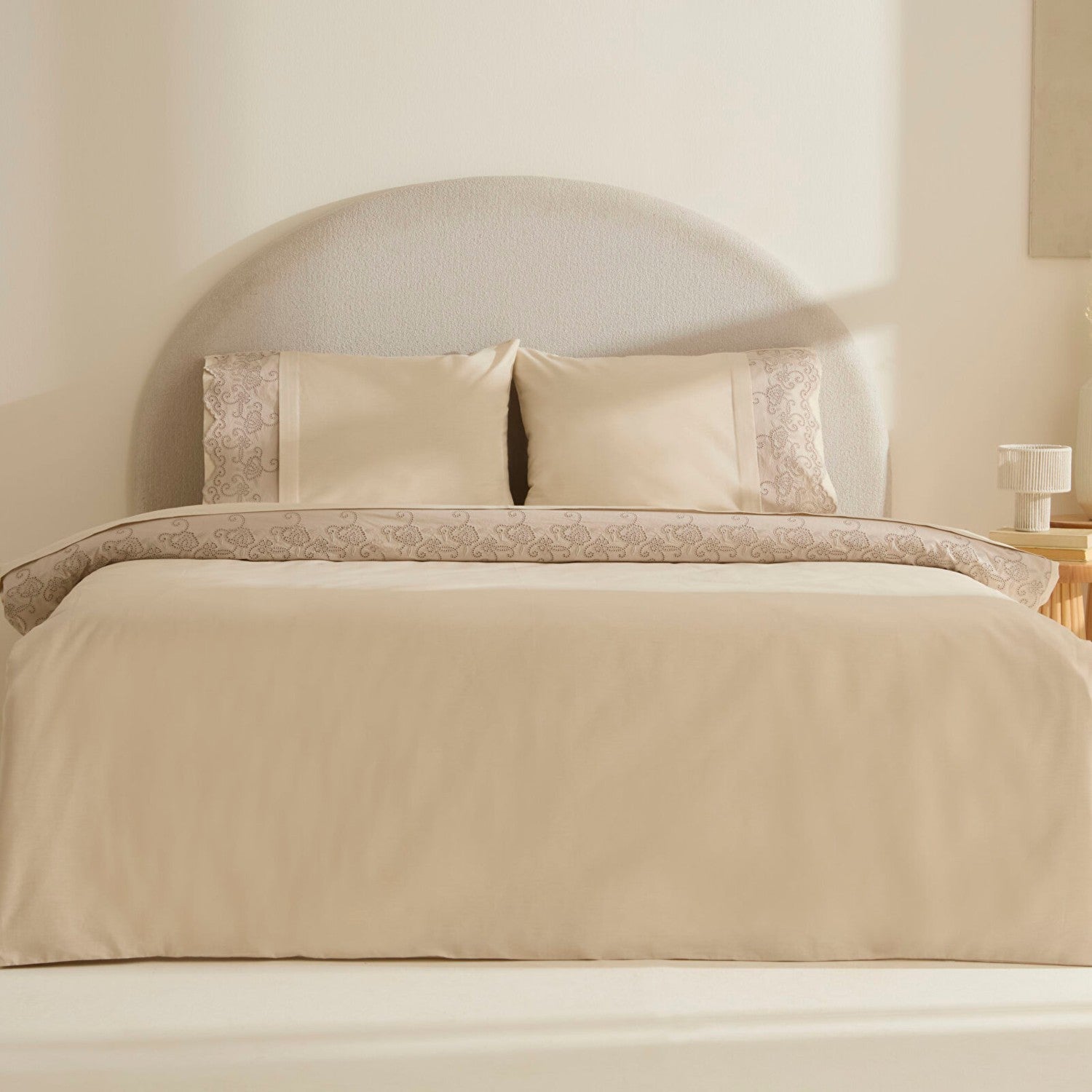 Karaca Home Avenza Embroidered Double Duvet Cover Set Beige - MALLTURK