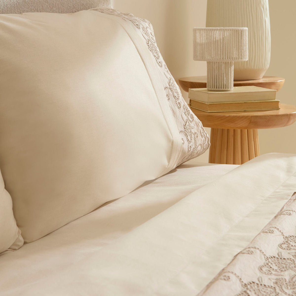 Karaca Home Avenza Embroidered Double Duvet Cover Set Beige - MALLTURK