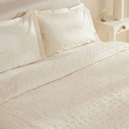 Karaca Home Perla Gofre %100 Cotton Double Duvet Cover Set White - MALLTURK