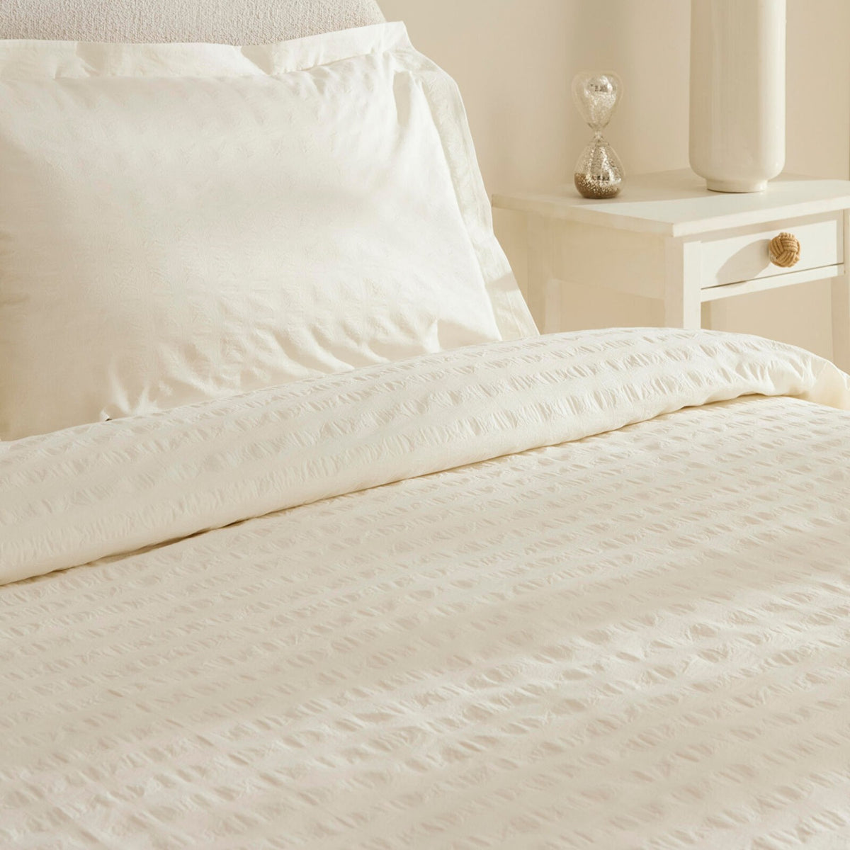 Karaca Home Perla Gofre %100 Cotton Double Duvet Cover Set White - MALLTURK