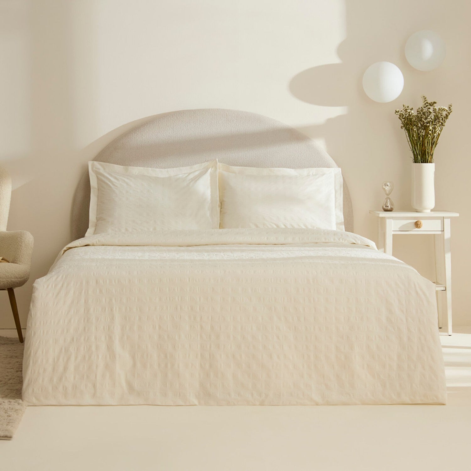 Karaca Home Perla Gofre %100 Cotton Double Duvet Cover Set White - MALLTURK
