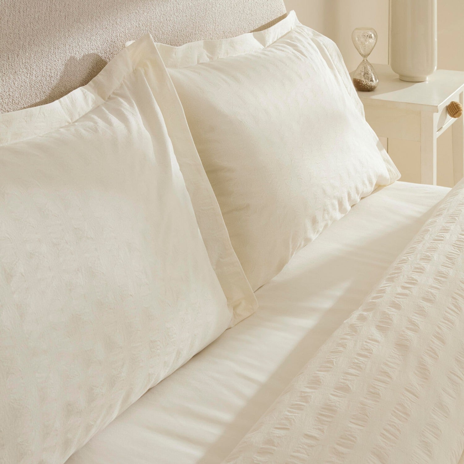 Karaca Home Perla Gofre %100 Cotton Double Duvet Cover Set White - MALLTURK