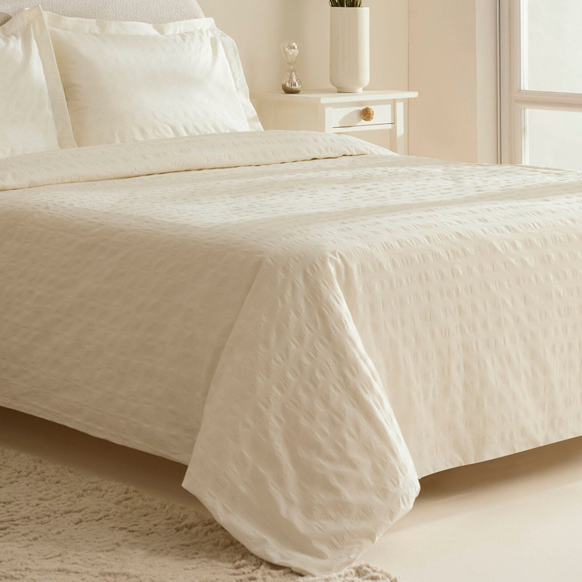 Karaca Home Perla Gofre %100 Cotton Double Duvet Cover Set White - MALLTURK