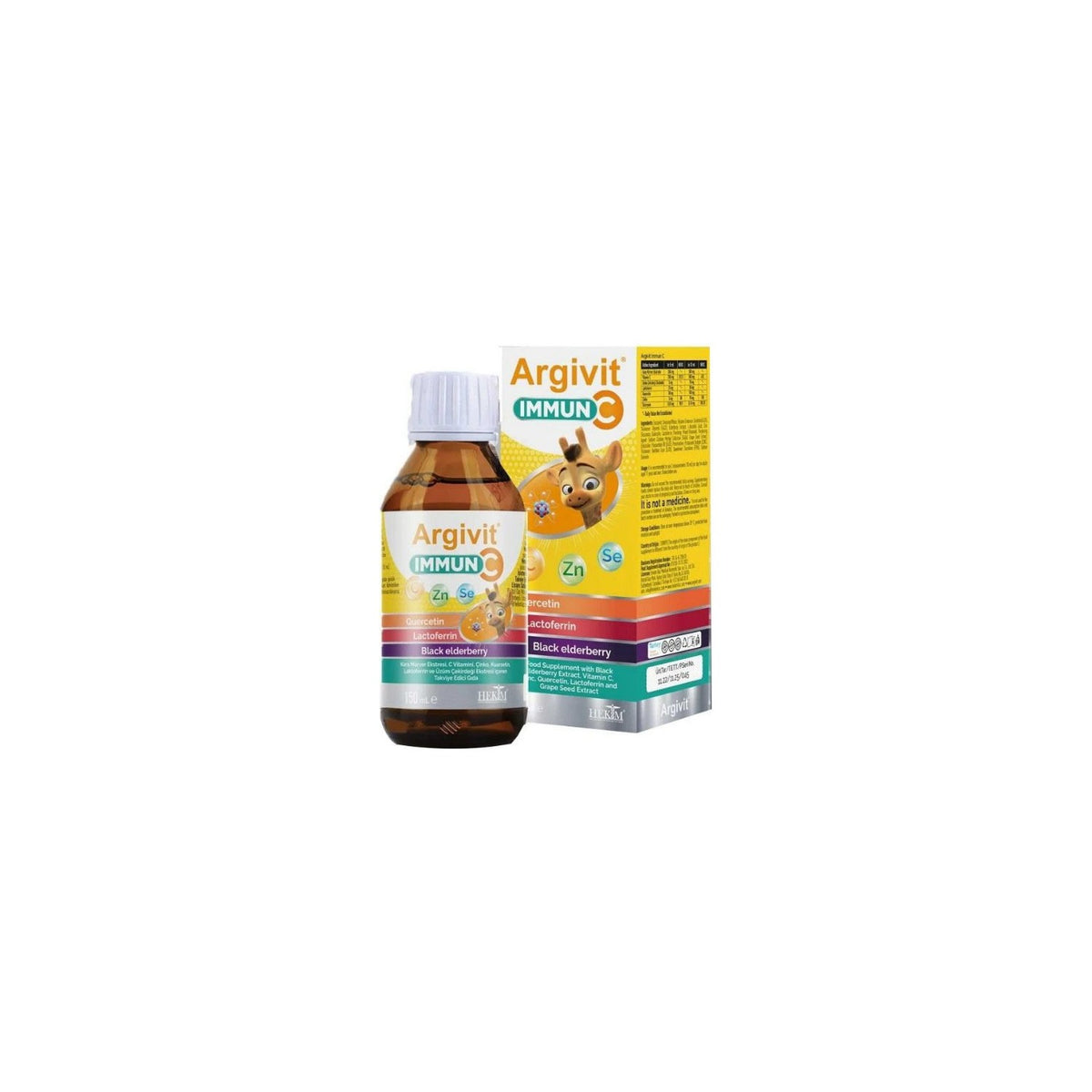 Argivit Immun C Syrup 150 ml Zinc and Vitamin with For Adults Dietary Supplement - MALLTURK
