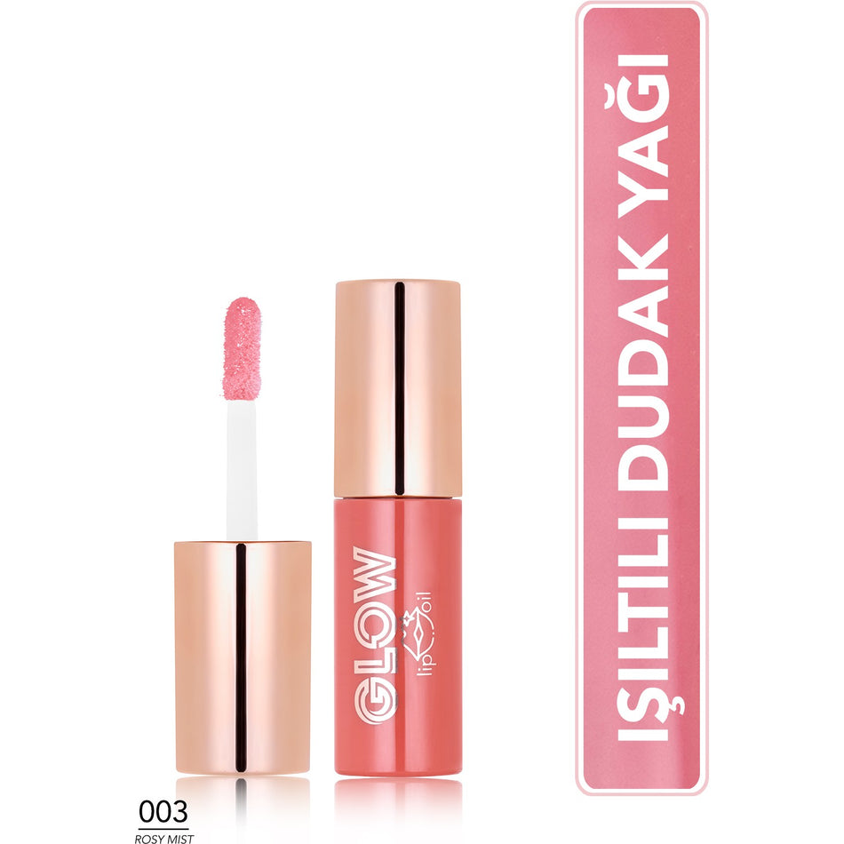 Flormar Glow Lip Oil Moisturizing & Shimmering Tinted Lip Oil (003 Rosy Mist) 8682536104111