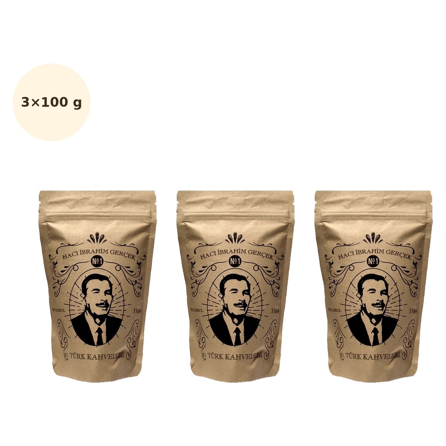 Haci İbrahim Real Haci ibrahim Turkish Coffee 3x100g Holiday Set – Medium Roast - MALLTURK