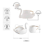 Karaca Swan Porcelain Turkish Coffee Cup Set for 2, 70 ml