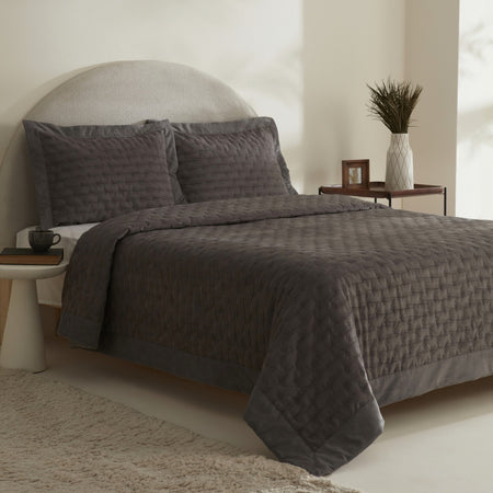 Karaca Home Gilda Double Bedspread Set Grey - MALLTURK
