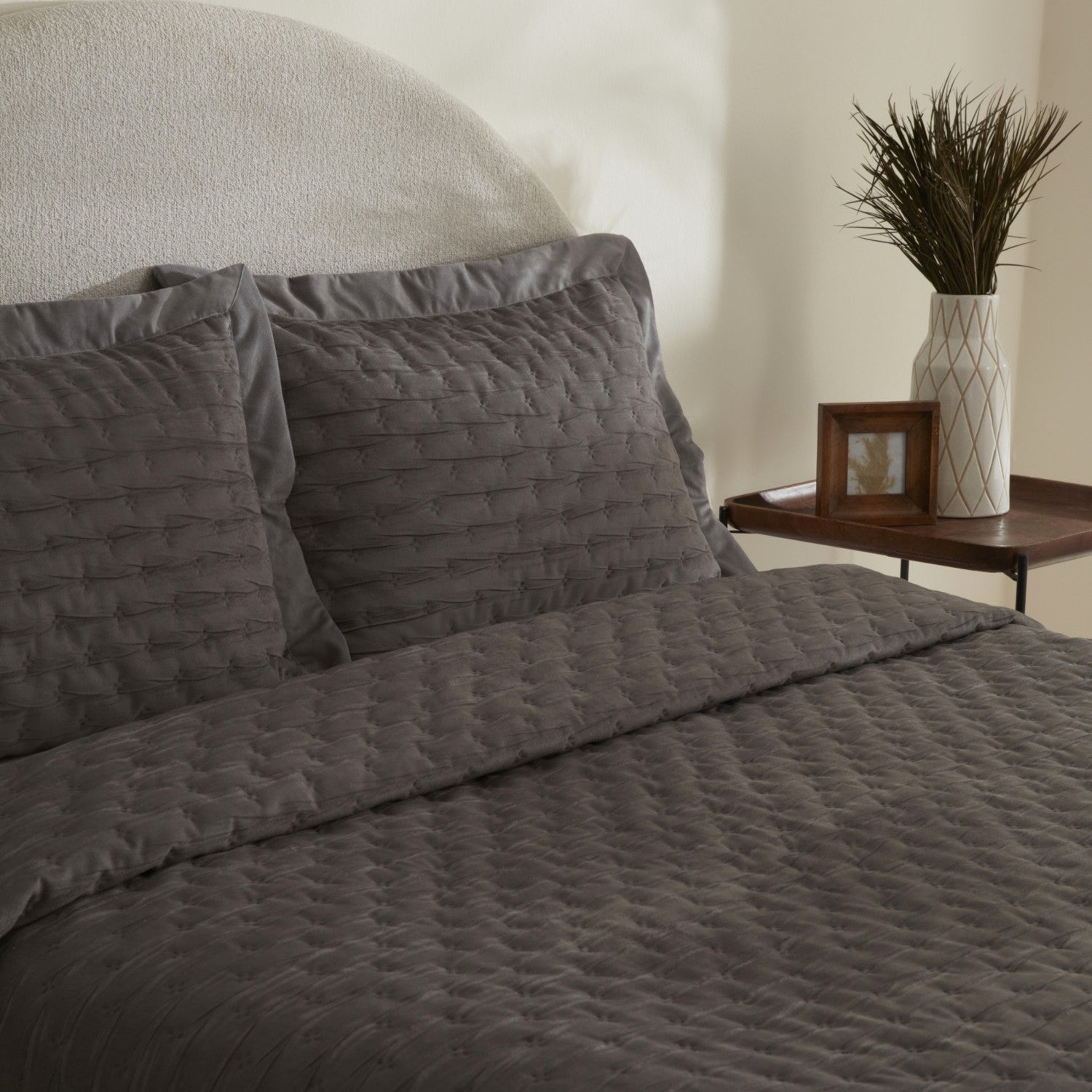Karaca Home Gilda Double Bedspread Set Grey - MALLTURK