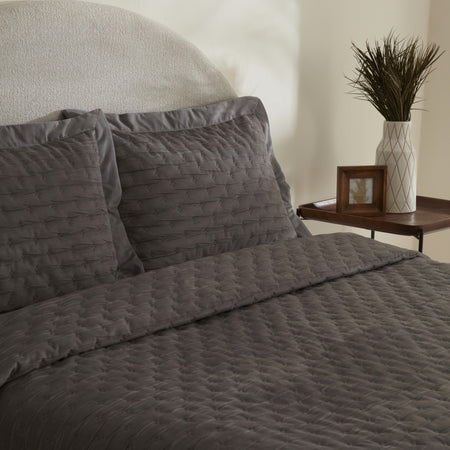 Karaca Home Gilda Double Bedspread Set Grey - MALLTURK