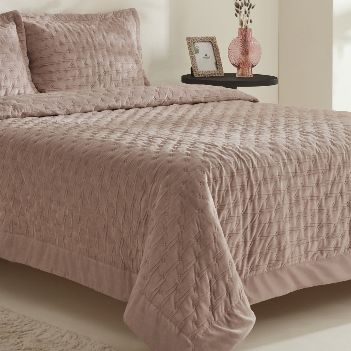 Karaca Home Gilda Double Bedspread Set Powder Pink - MALLTURK