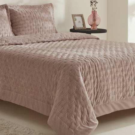 Karaca Home Gilda Double Bedspread Set Powder Pink - MALLTURK