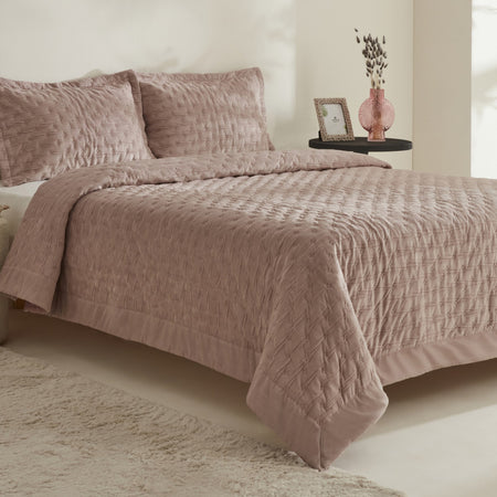 Karaca Home Gilda Double Bedspread Set Powder Pink - MALLTURK