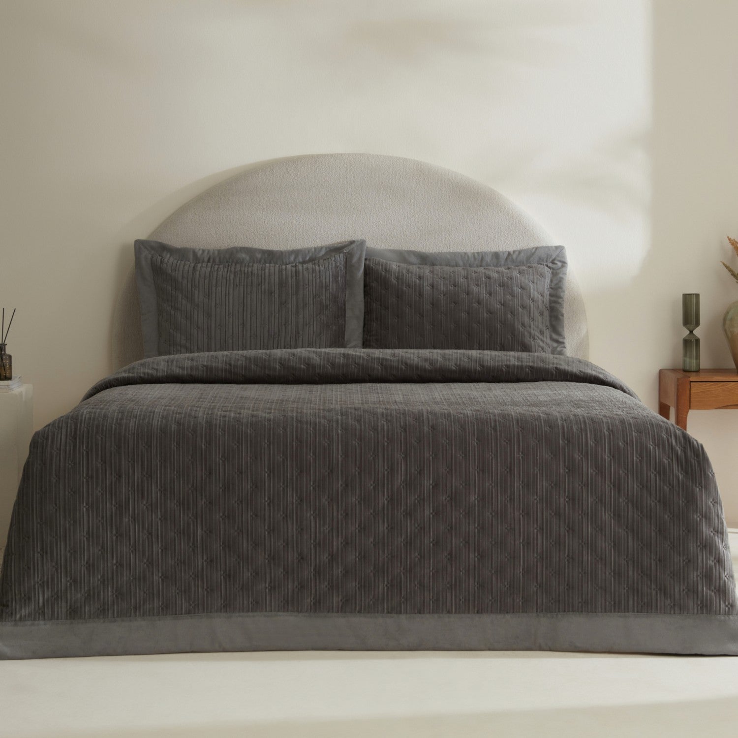 Karaca Home Taylor Double Bedspread Set Anthracite - MALLTURK
