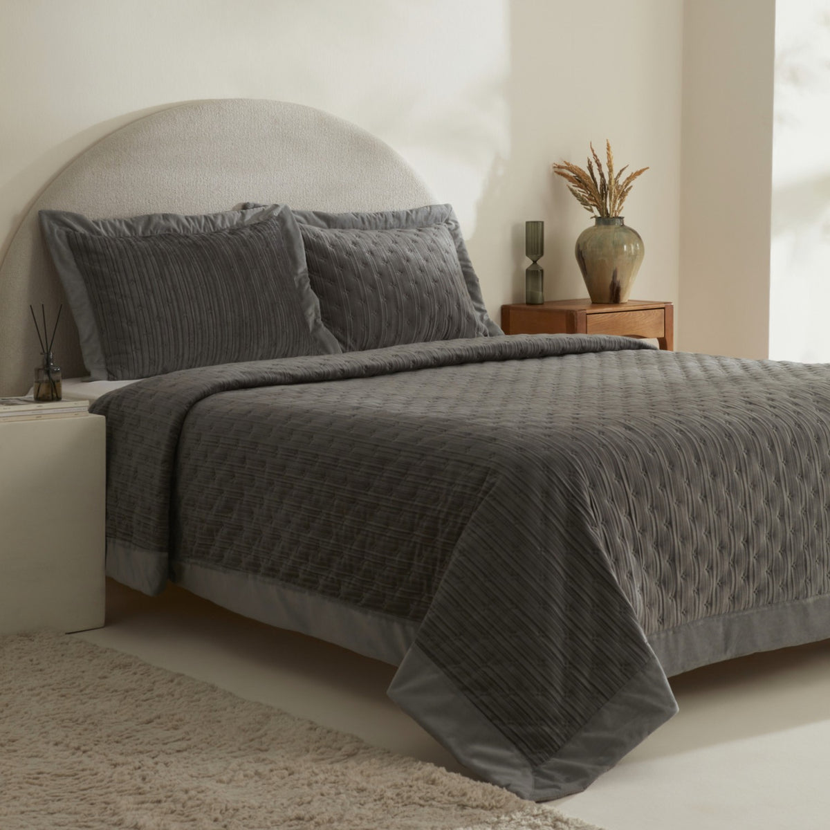 Karaca Home Taylor Double Bedspread Set Anthracite - MALLTURK