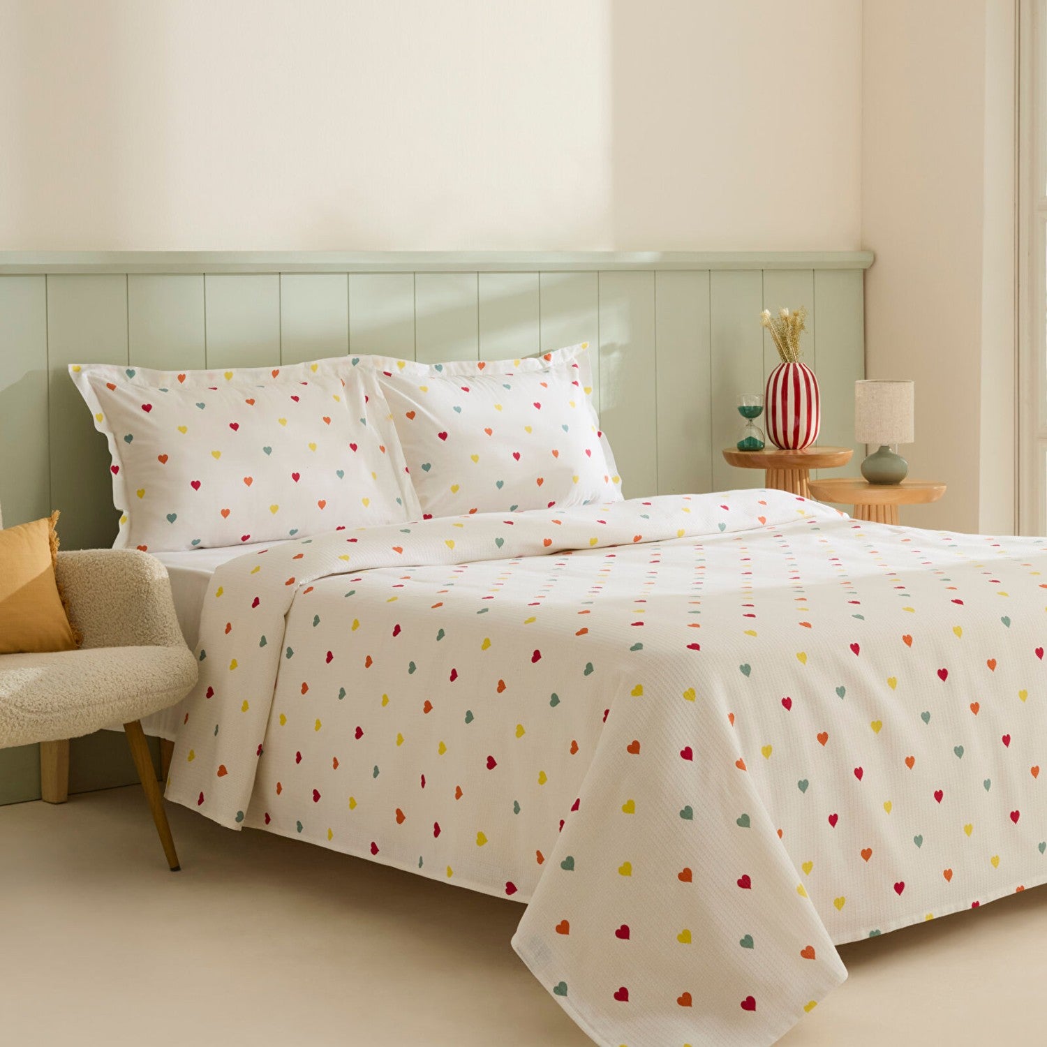 Karaca Home Amour 100% Cotton Double Bed Quilt Set Multicolour - MALLTURK