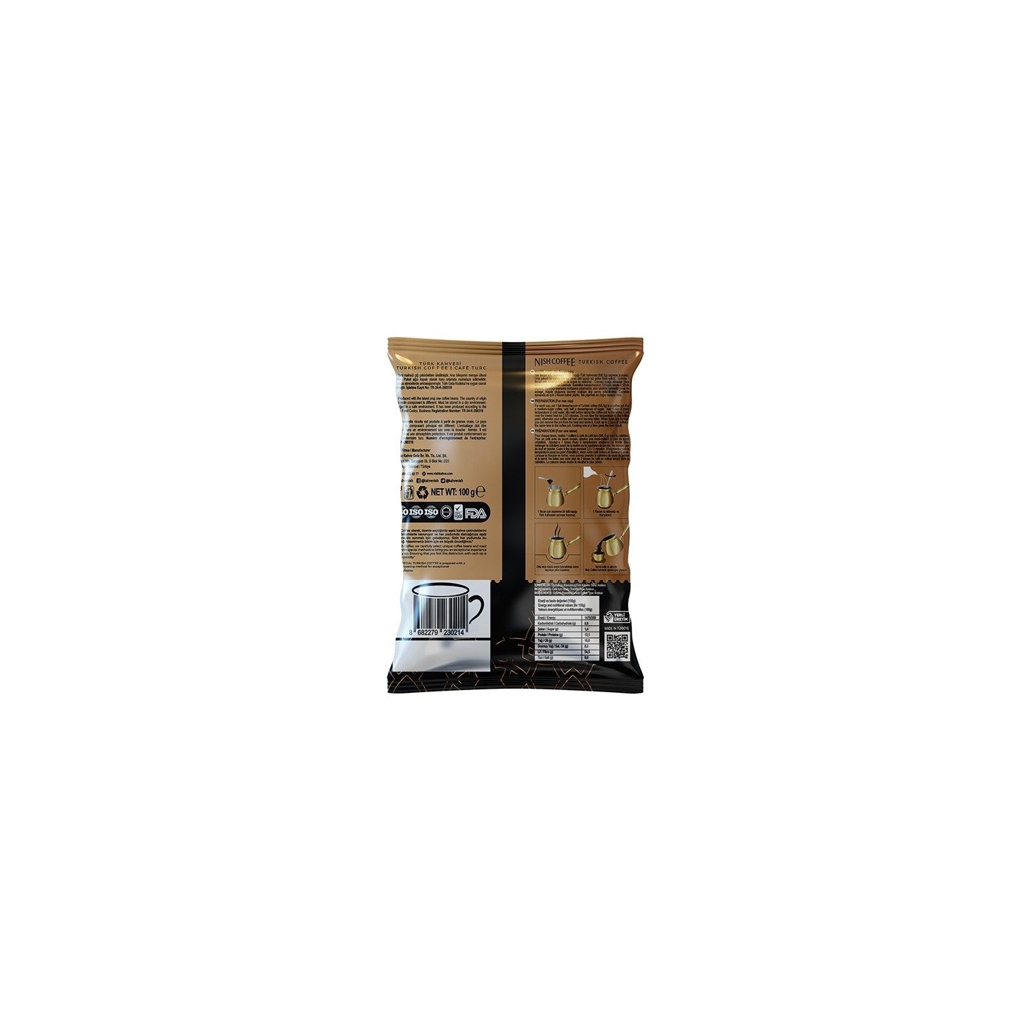 Nish Coffee - Nish Turkish Coffee 5 x 100 gr Set - Freshly Roasted Turkish Coffee with Unique Flavor - MALLTURK