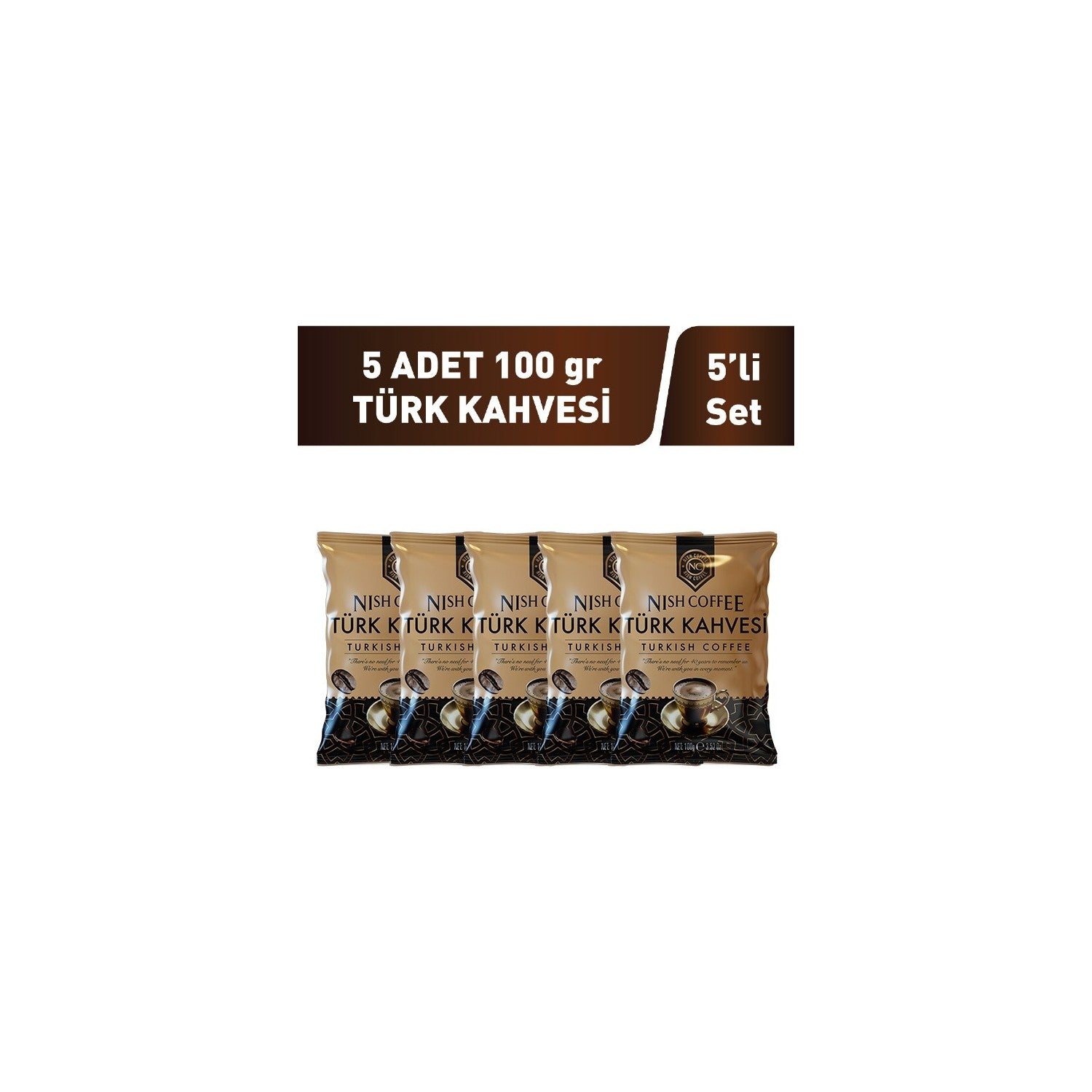Nish Coffee - Nish Turkish Coffee 5 x 100 gr Set - Freshly Roasted Turkish Coffee with Unique Flavor - MALLTURK