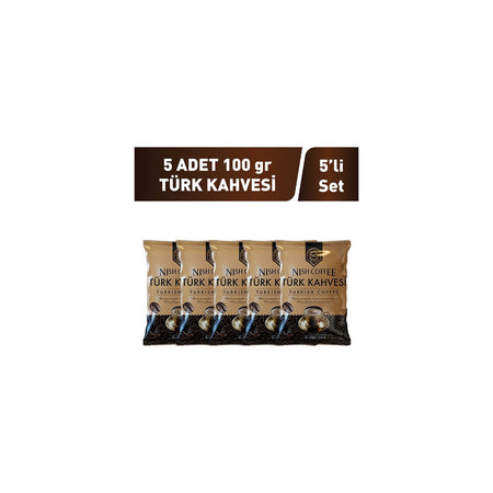 Nish Coffee - Nish Turkish Coffee 5 x 100 gr Set - Freshly Roasted Turkish Coffee with Unique Flavor - MALLTURK