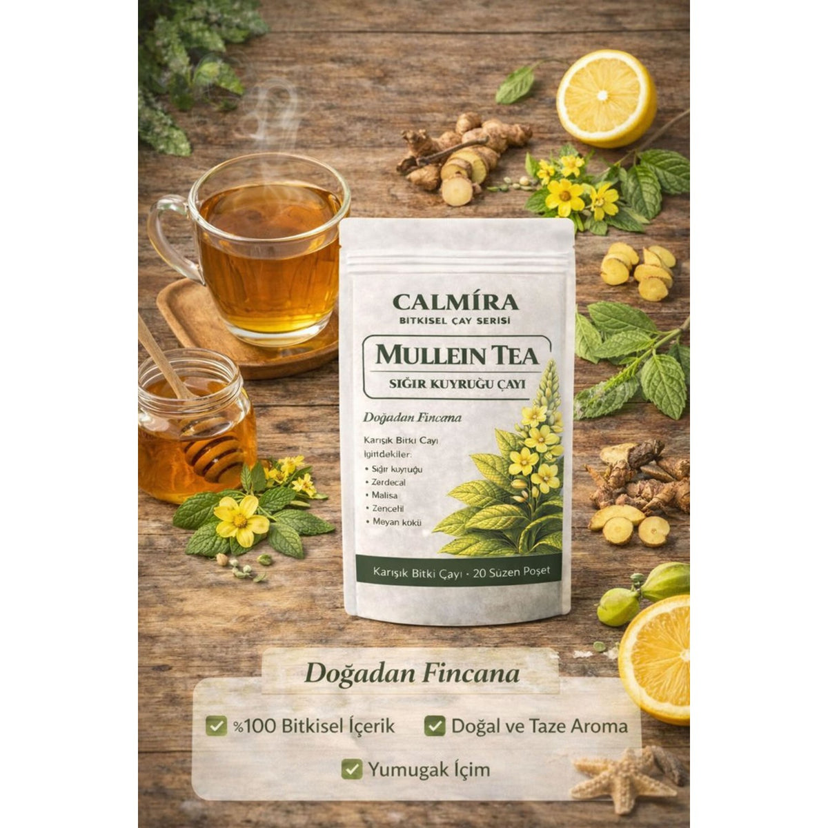 Calmira Mullein Tea 20 filter tea bags / mullein tea / herbal blend tea / Mulletin Leaf Tea - MALLTURK