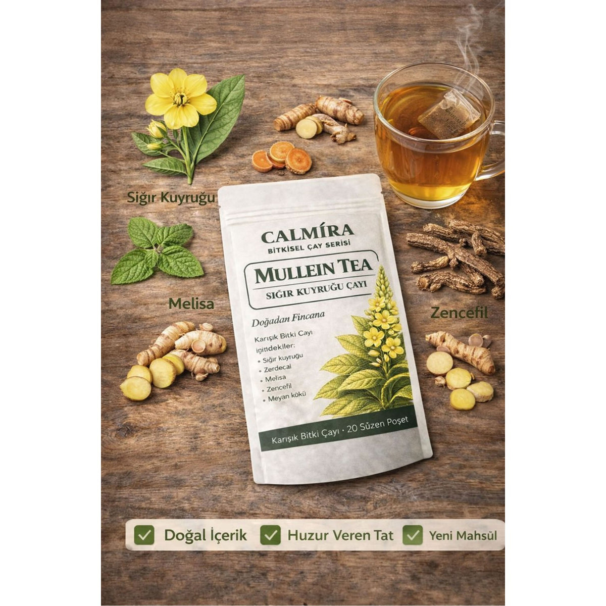 Calmira Mullein Tea 20 filter tea bags / mullein tea / herbal blend tea / Mulletin Leaf Tea - MALLTURK