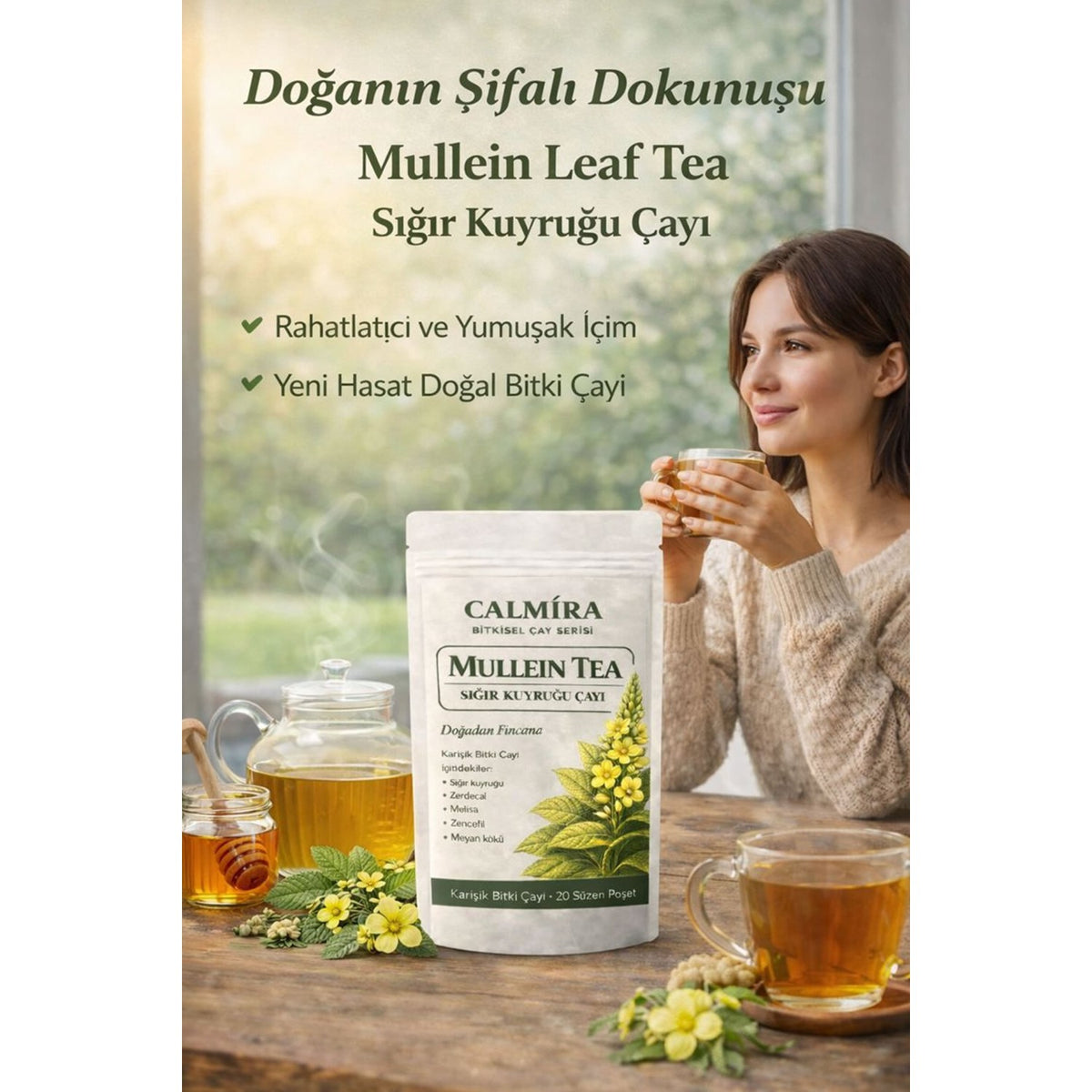 Calmira Mullein Tea 20 filter tea bags / mullein tea / herbal blend tea / Mulletin Leaf Tea - MALLTURK