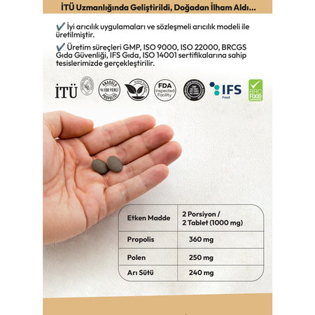 BEE'O Up Propolis Royal Jelly Bee Pollen Adult 60 Tablet