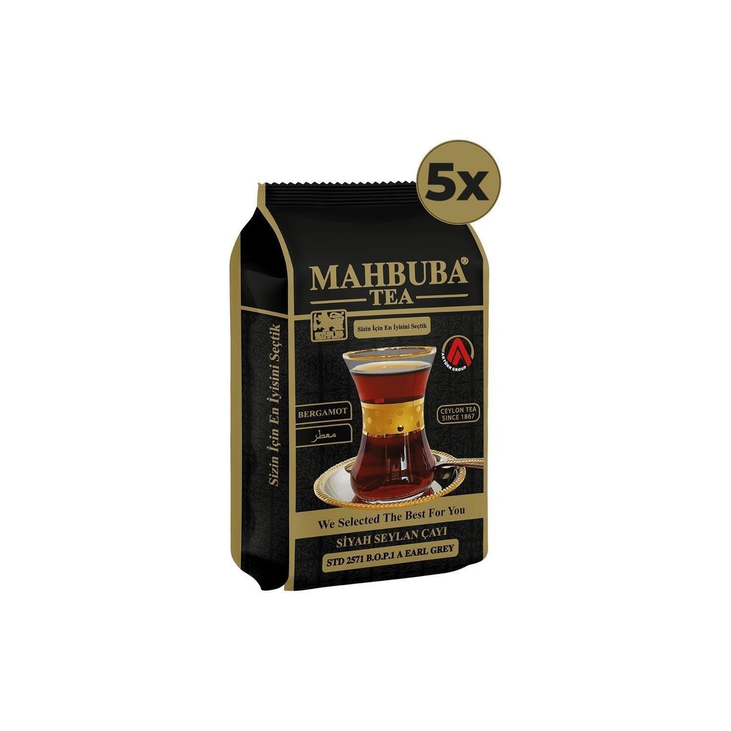 Mahbuba 5 x 200 g STD 2571 Earl Grey bergamot flavored Ithal Seylan Sri Lanka Ceylon Kacak Siyah Yaprak tea - MALLTURK