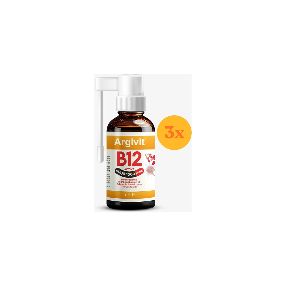 Argivit B12 Active Maxi 1000 Spray 30 ml - Dezenfektan (%72 Alkol) - MALLTURK