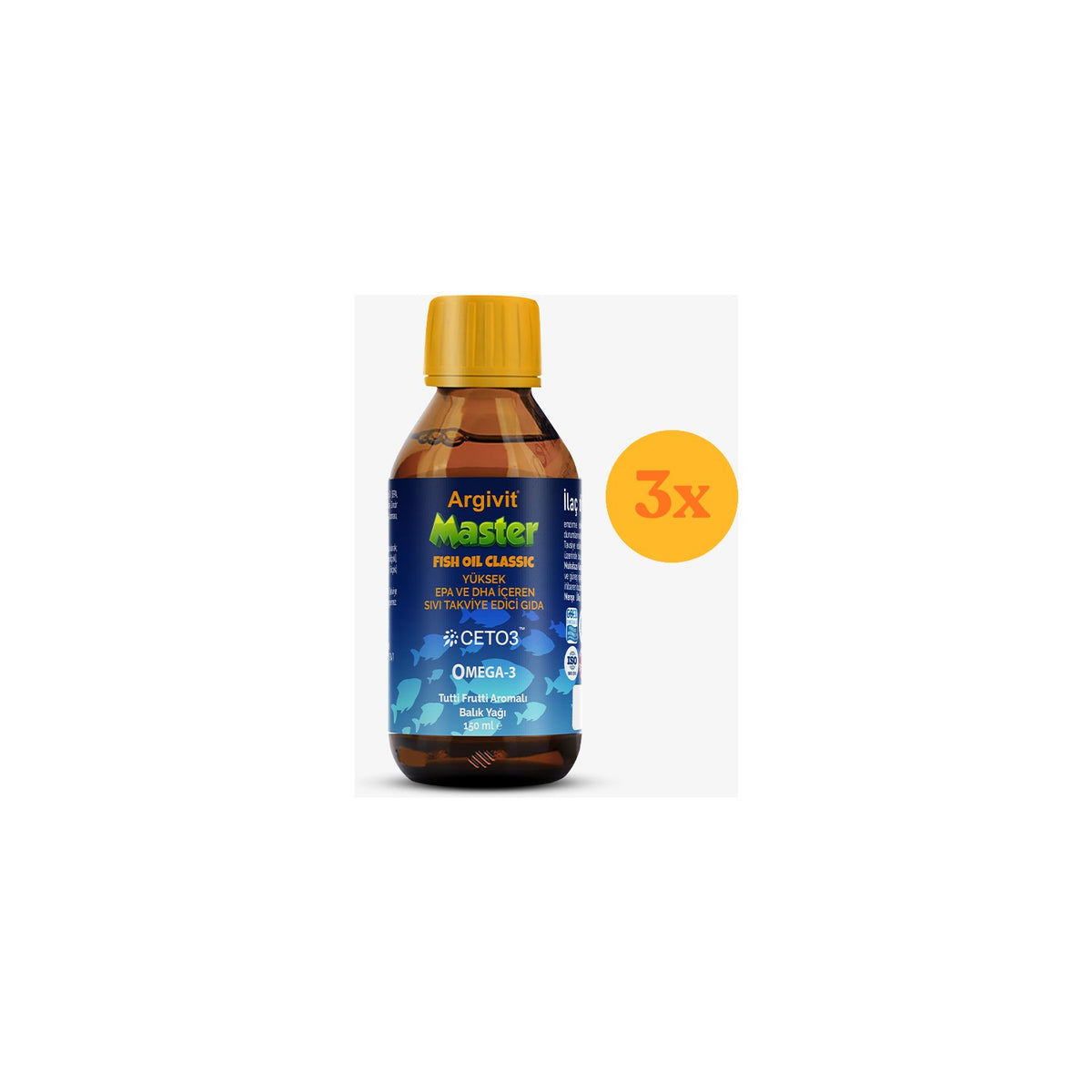 Argivit Master Fish Oil Classic Fish Oil 150 ml - 3 Pieces (Toplam 450 ml) - MALLTURK