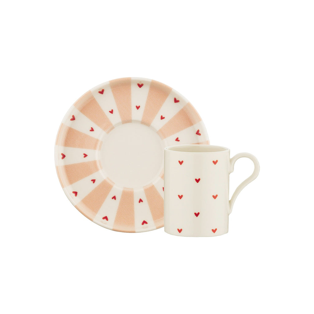 Kütahya Porselen Bone Soft Love 4-Piece Turkish Coffee Cup Set for 2