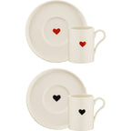 Kütahya Porselen Bone Pure Love 4-Piece Turkish Coffee Cup Set for 2