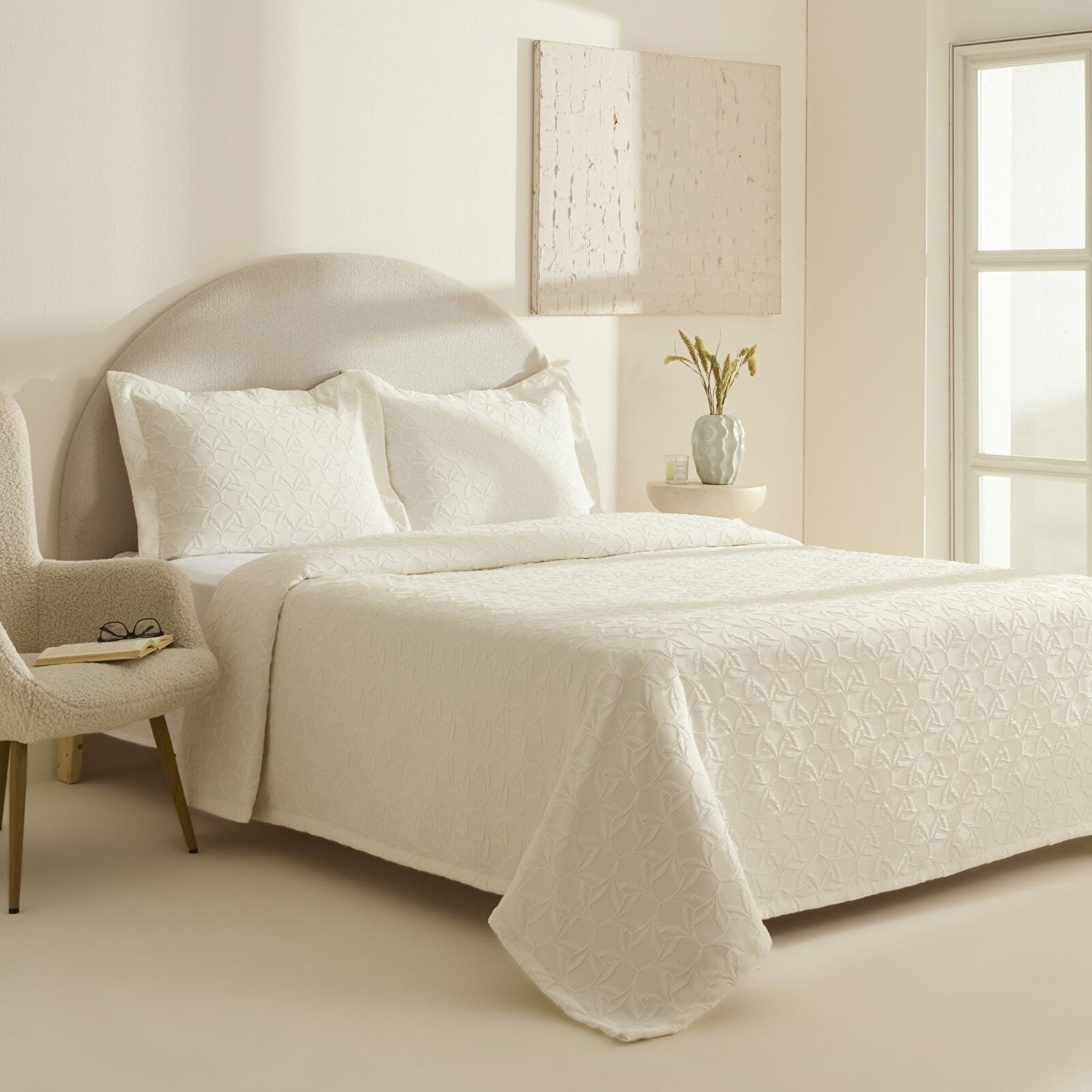 Karaca Home Hempton Double Bedspread, Ecru - MALLTURK