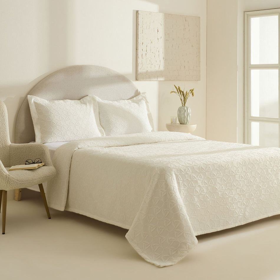 Karaca Home Hempton Double Bedspread, Ecru - MALLTURK