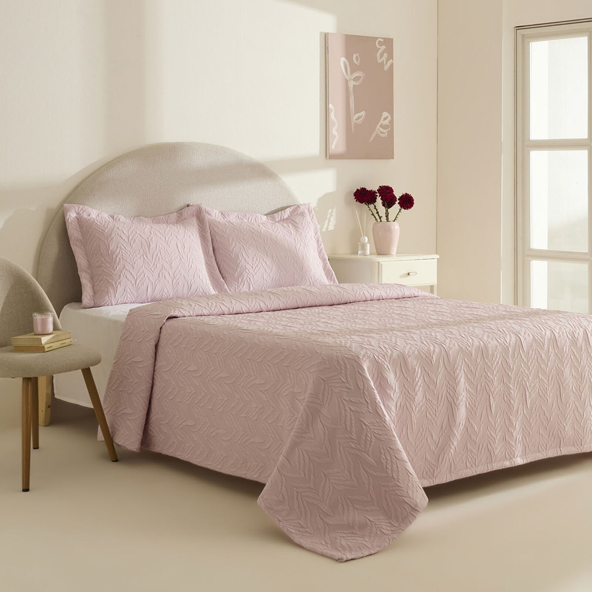 Karaca Home Hollie Double Bedspread Powder Pink - MALLTURK