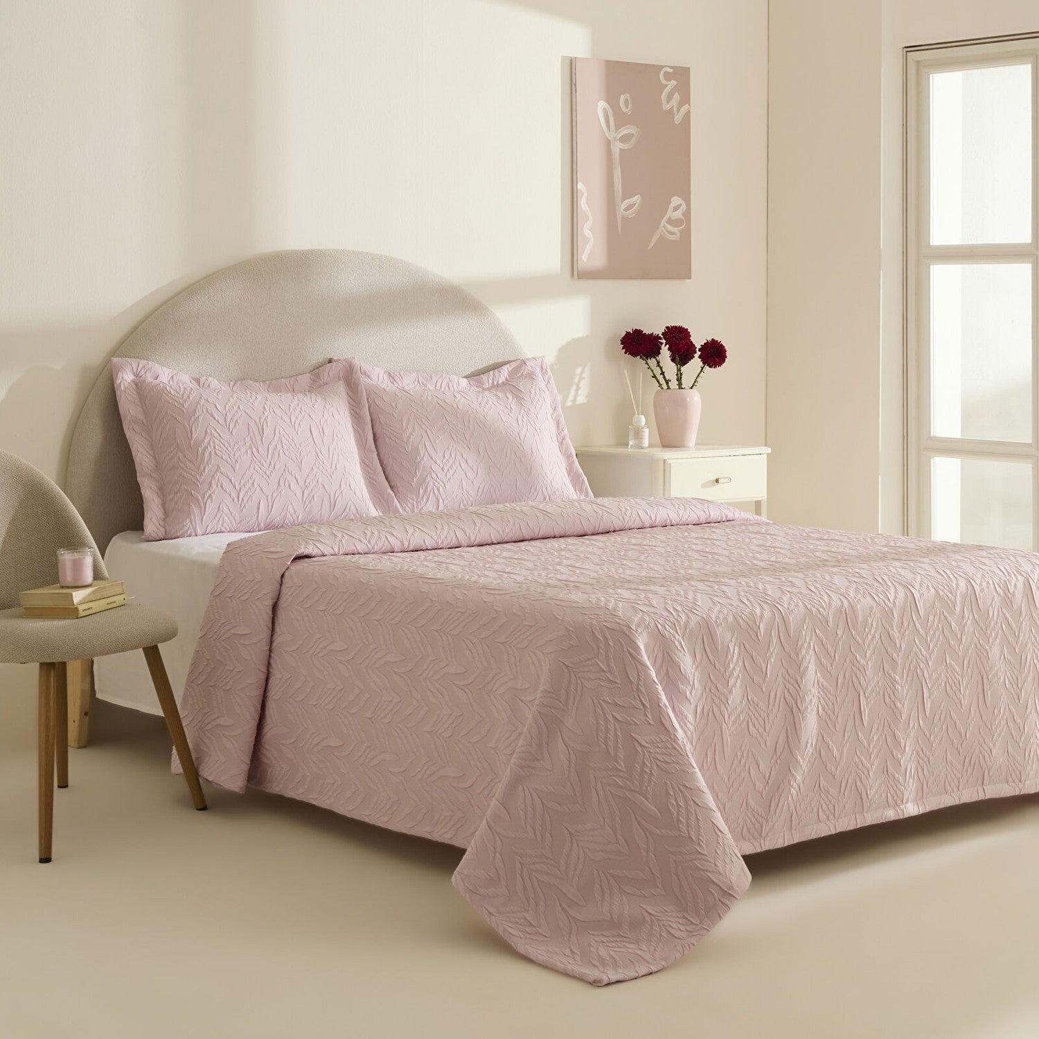 Karaca Home Hollie Double Bedspread Powder Pink - MALLTURK