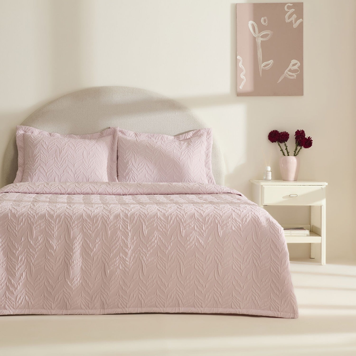 Karaca Home Hollie Double Bedspread Powder Pink - MALLTURK