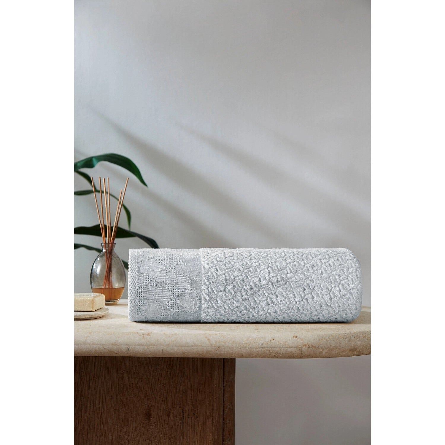 Ozdilek Cotton Garden Bath Towel 90x150 cm Gray - MALLTURK