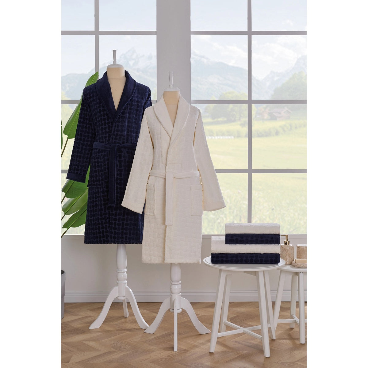 Ozdilek Tricot Velvet Family Set Navy Blue - MALLTURK