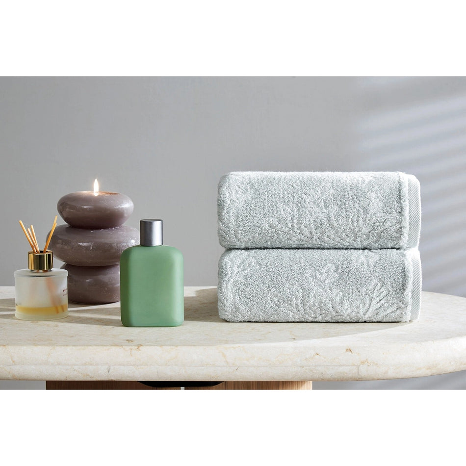 Ozdilek Finery Velvet Hand and Face Towel 50x90 cm Gray - MALLTURK