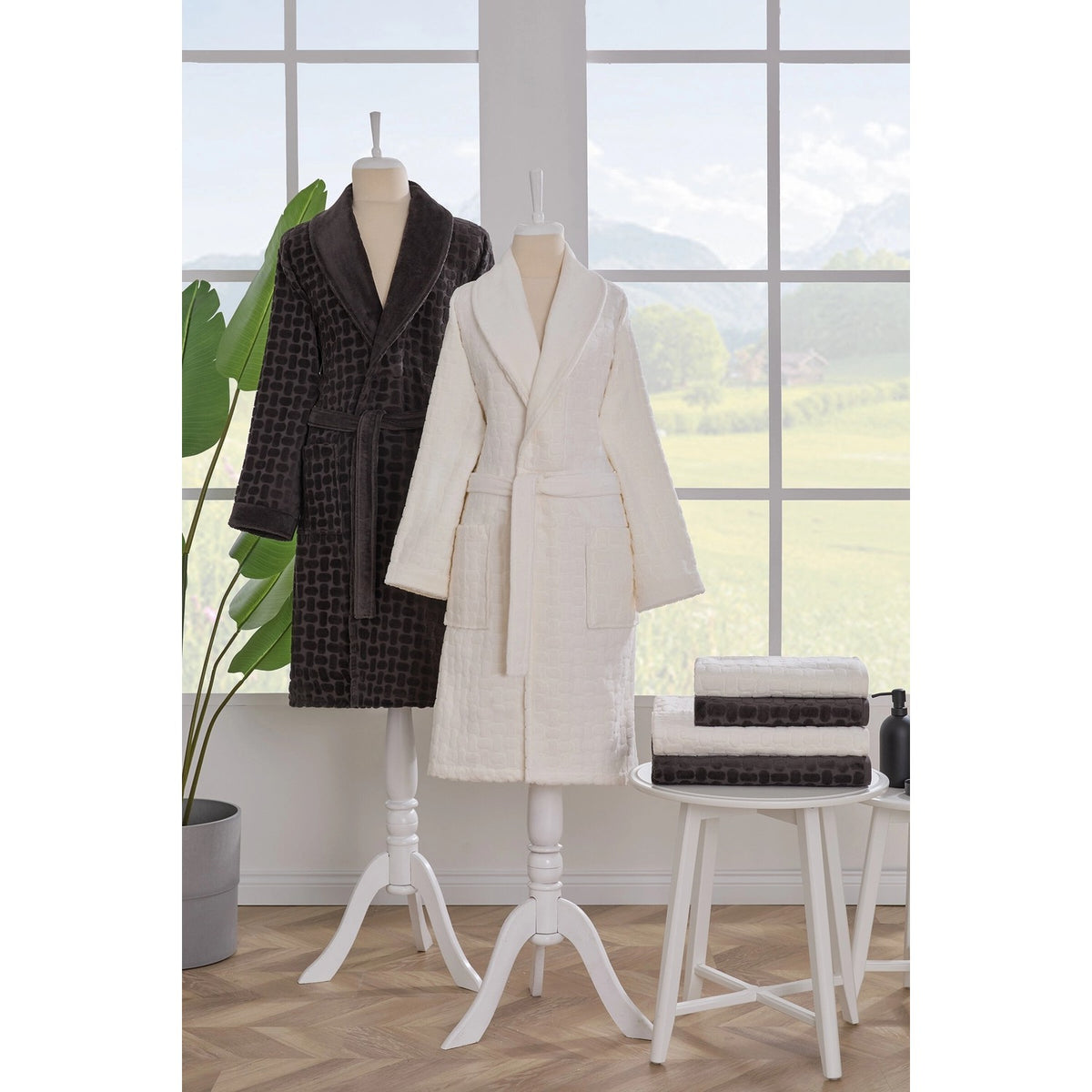Ozdilek Tricot Velvet Family Set Anthracite - MALLTURK