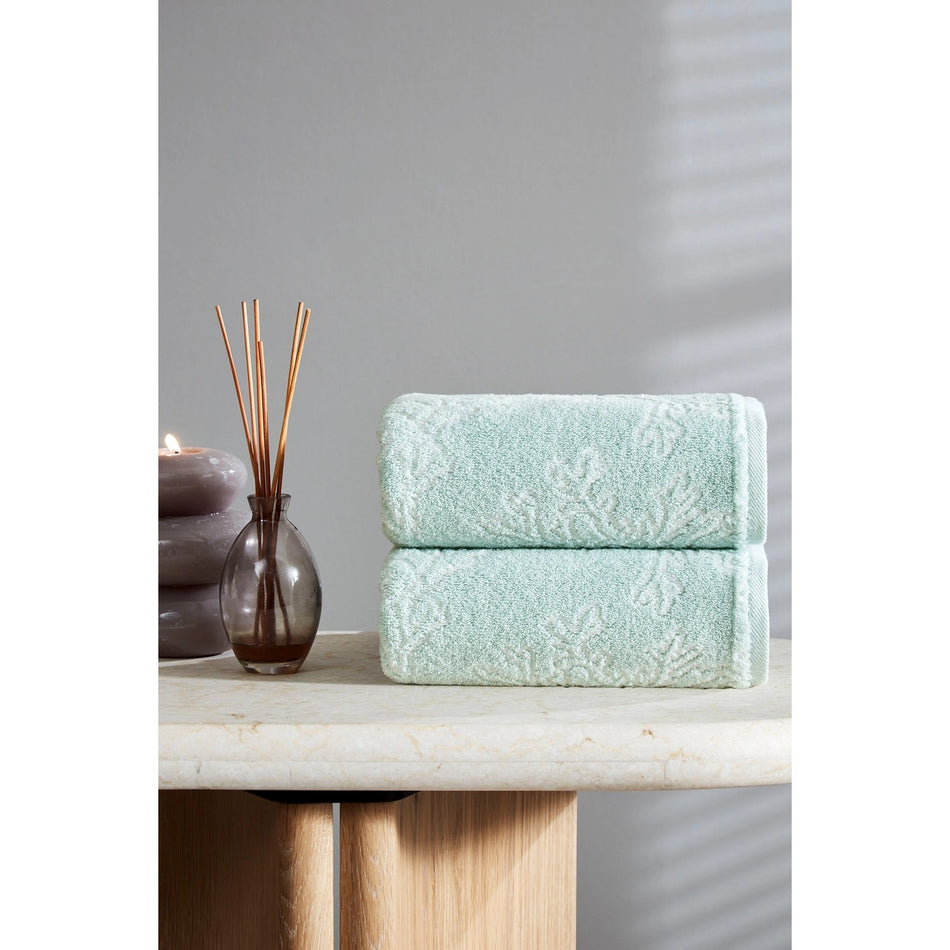 Ozdilek Finery Velvet Hand and Face Towel 50x90 cm Green - MALLTURK