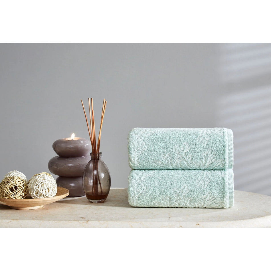 Ozdilek Finery Velvet Hand and Face Towel 50x90 cm Green - MALLTURK