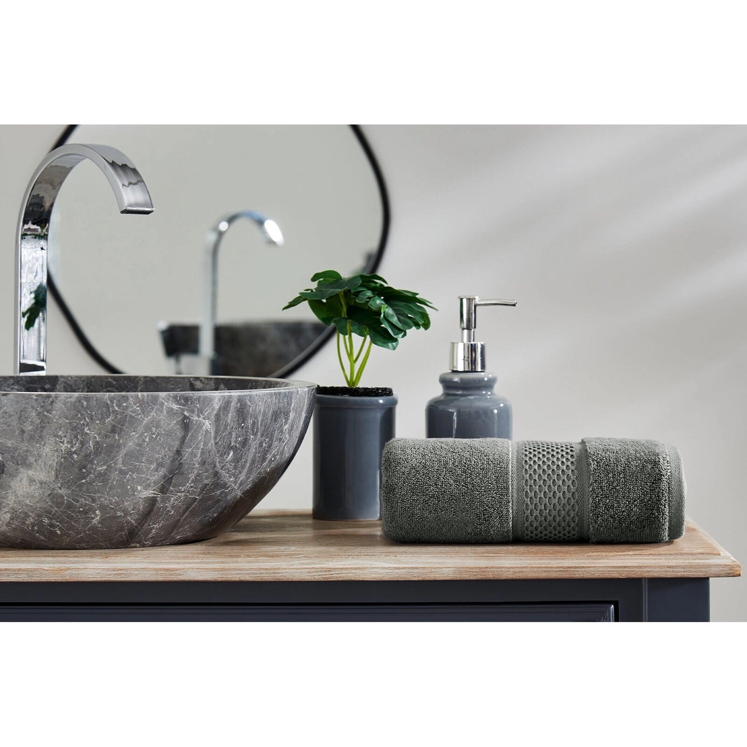 Ozdilek Colored Hand and Face Towel 50x90 cm Anthracite - MALLTURK