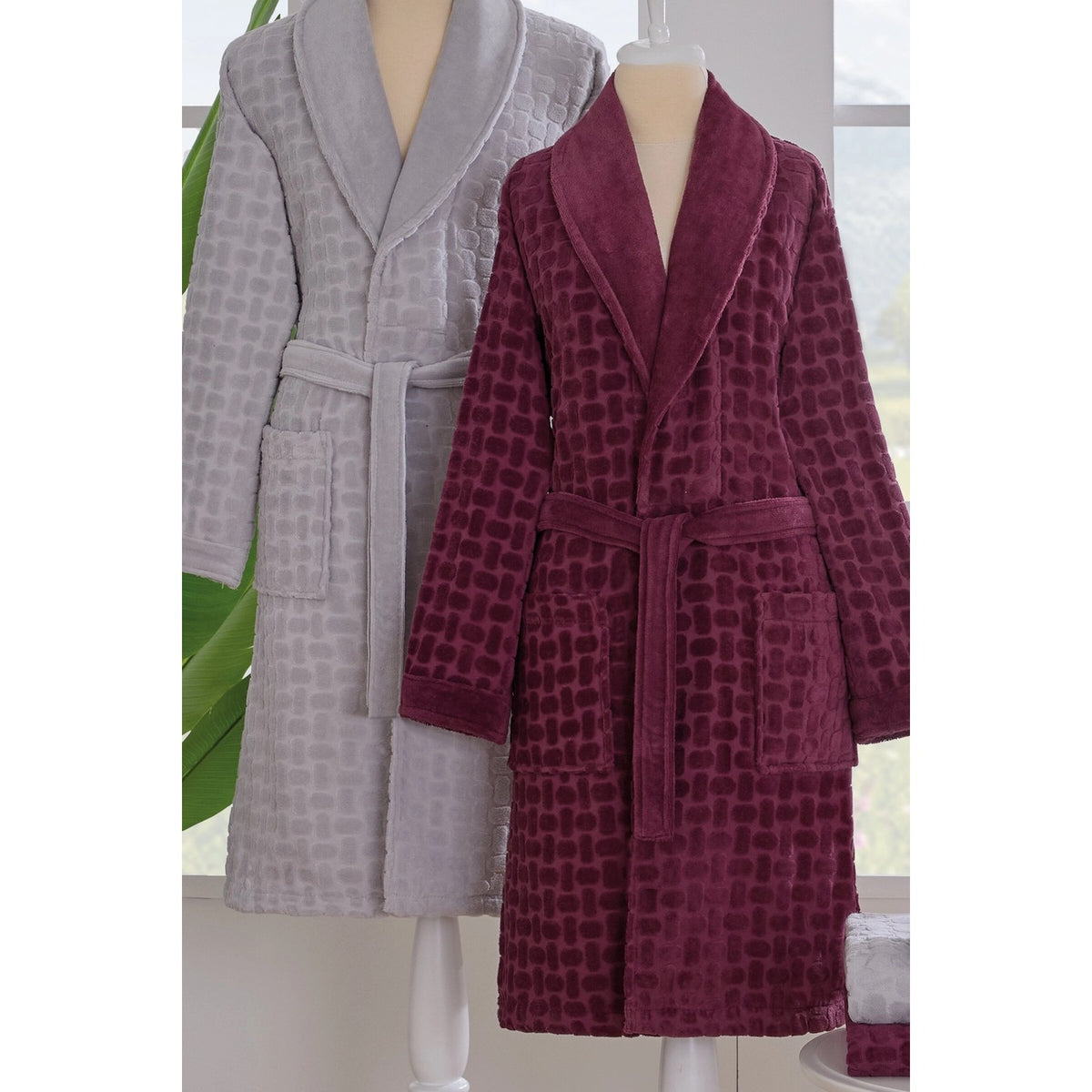 Ozdilek Tricot Velvet Family Set Plum - MALLTURK