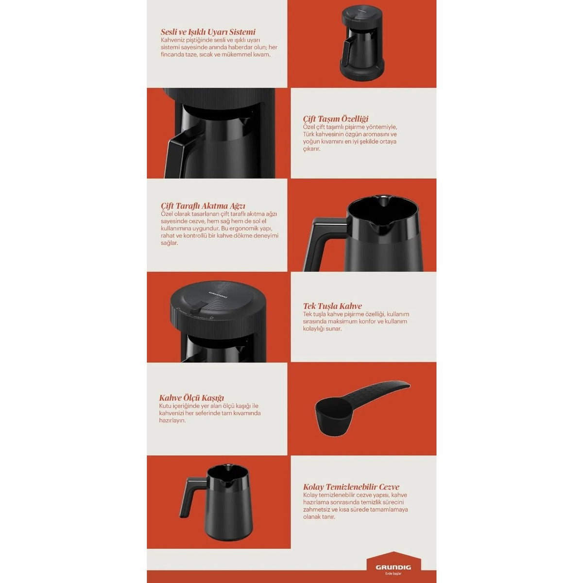 Grundig TKM 1541 B Black Turkish Coffee Maker, 4-Cup Capacity - MALLTURK