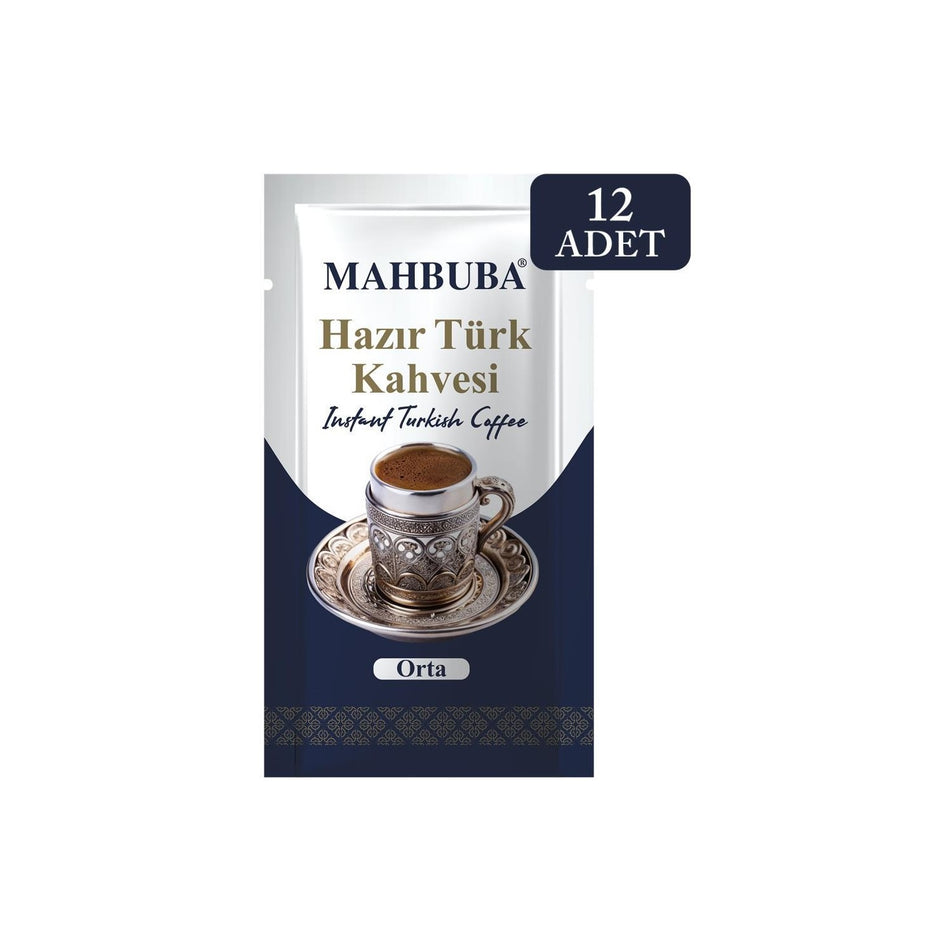 Mahbuba Plain Unsweetened Instant Turkish Coffee 12 x 6 g - MALLTURK