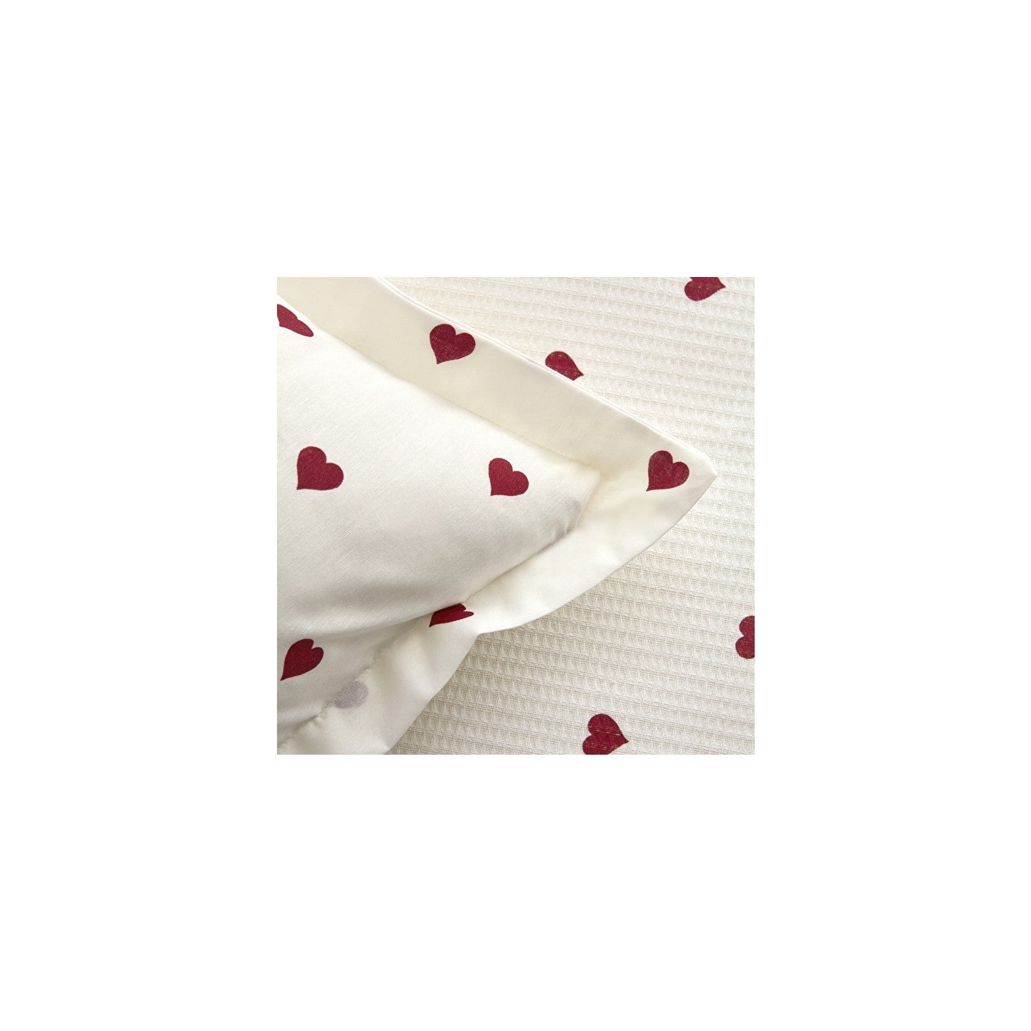 Karaca Home Amour Heart Pattern 100% Cotton Double Bed Quilted Bedding Set Red - MALLTURK